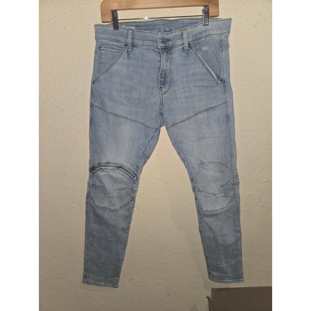 G Star Raw Jeans Men's 5620, 3D Zip Knee Skinny, Light Blue, Size 33x30